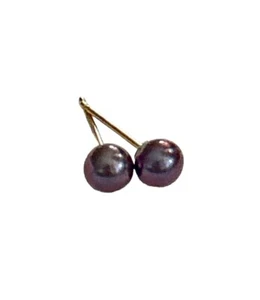 10k Yellow Gold Tahitian Pearl Stud Earrings - Picture 1 of 3