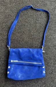 Limited Edition Hammitt Medium Zippered Leather Blue Crossbody Clutch Bag - Picture 1 of 15