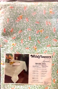 Printed Vinyl Tablecloth Wildflowers by Leacock With Velvet Touch Finish 60 x 83 - Picture 1 of 2