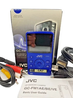 JVC GC-FM1 PICSIO HD Memory Camera Portable Pocket Video Camcorder - Blue - Image 1 of 4