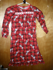 GIRLS PEANUTS SNOOPY WOODSTOCK WINTER  NIGHTGOWN GOWN SIZE XS RED PLAID