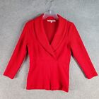 REVIEW Top Blouse Womens 8 Red 3/4 Sleeve Collared Formal Casual Ladies