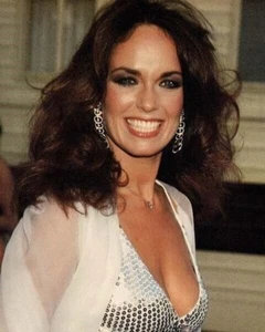 Catherine Bach with dazzling smile in low cut dress 1980's era 24x36 inch poster - Picture 1 of 1