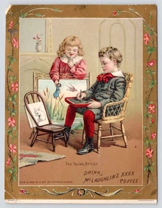 1880's McLaughlin's Coffee The Young Artist Advertisement Victorian Trade Card - Picture 1 of 2