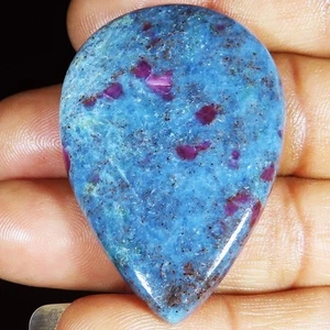 natural BLUE KYANITE pear cabochon loose gemstone 111.60 Carat. (33 x 48 x 6 mm) - Picture 1 of 6