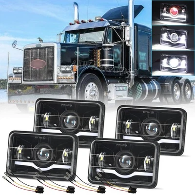 Faróis de LED 4x 4x6" feixe Hi-Lo H4656/4651 para Kenworth Peterbilt 357 379 378 - Imagem 1 de 4