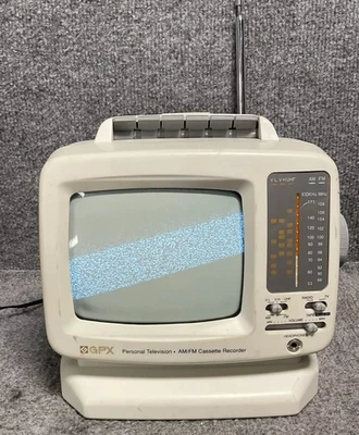 GPX Portable Television TVP9 📺 5" B&W AM/FM Radio & Cassette Recorder 🎶 Black - Image 1 of 4