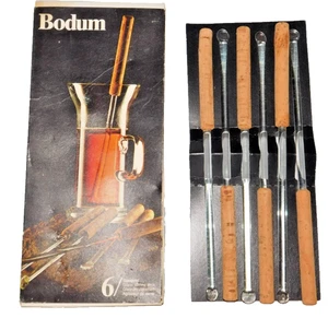 VTG 70'S BODUM GLASS STIR STIRRING STICKS SET OF 6 UNUSED IN BOX NEW - Picture 1 of 7