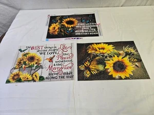 Lot Of 3 Finished 3D Diamond Paintings "Sunflowers" Inspiration 30cc x 40cc - Picture 1 of 4