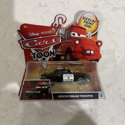 Disney Pixar Cars Toon Rescue Squad Trooper Police Car Mattel Sealed - Image 1 of 4