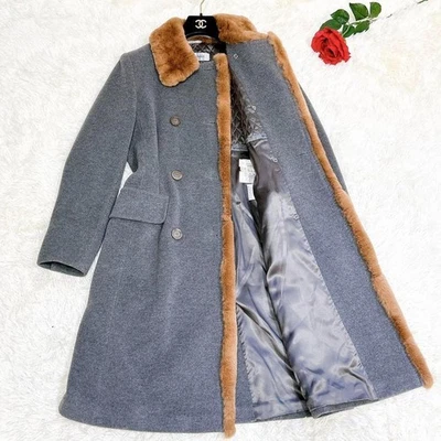 Max Mara Long Coat Cashmere Angora Wool Gray From Japan - Image 1 of 4