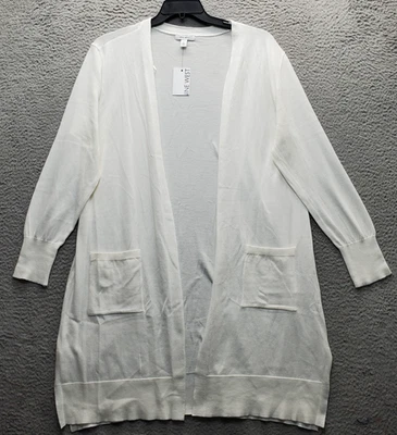Nine West Cardigan Sweater Womens XL White Nylon Blend Raglan Sleeve Open Front - Image 1 of 4