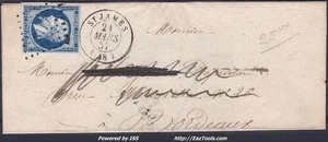 FRANCE N°14A SUR LETTRE AVEC PC 3117 ST JAMES MANCHE + CAD DU 21/03/1857 - Picture 1 of 2