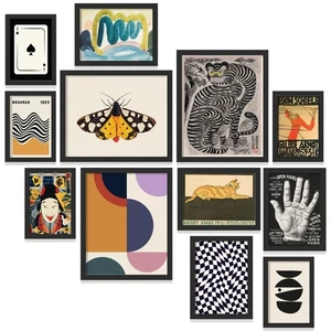 Eclectic Wall Art Framed - Modern Maximalist Wall Decor, Unique Colorful Prin... - Picture 1 of 6