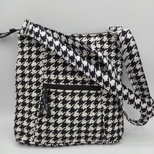 Vera Bradley Hahnentritt Umhängetasche Schultertasche schwarz weiß gesteppt - Bild 1 von 8