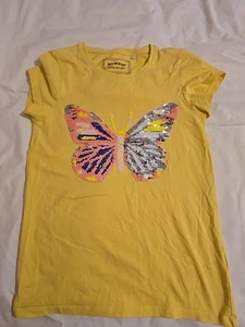 Debenhams Reversible Sequin Butterfly On Yellow T Shirt Girls Age 9 - 10 YO - Picture 1 of 7
