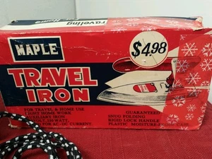 Maple Vintage Bakelite Folding Handle Travel Iron with Cloth Chord Japan - Picture 1 of 9