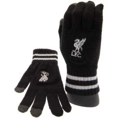 Liverpool FC Knitted Black Gloves - Adults Official Football Club - Cup Final
