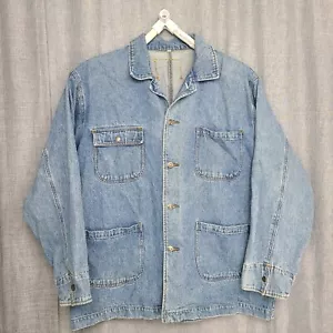 Jean Jacket Unbranded Oversized Large Pockets Size L Blue Jean - Picture 1 of 5