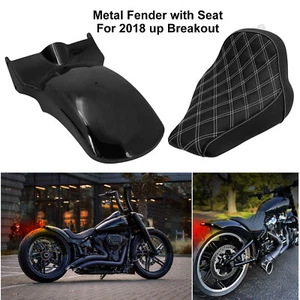 Metal Rear Fender Gloss Mudguard W/ White Solo Seat For Harley Breakout 18 up - Picture 1 of 20