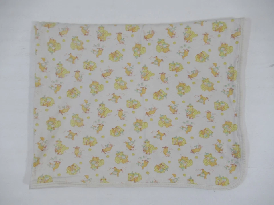 Manta Bebé Estampado Circo Carters Años 70 80 Amarillo Payaso Oso Algodón Recepción De Colección Foto 1 de 4