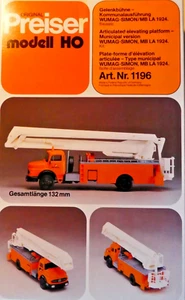 Preiser 1196MB La 1194 Gelenkbühne Wumag-Simon Kommunalausführung Kit Nuevo - Imagen 1 de 2