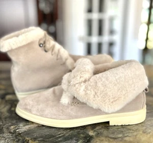 $2400 BOTINES LORO PIANA GAMUZA Talla 38.5 PIEL DE CASTORINO PRÍSTINA - Imagen 1 de 12