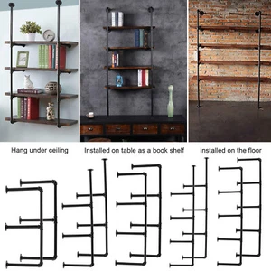 Rustic Pairs of Shelf Pipe Bracket for Shelves Support 65-165cm Height Steampunk - Picture 1 of 31