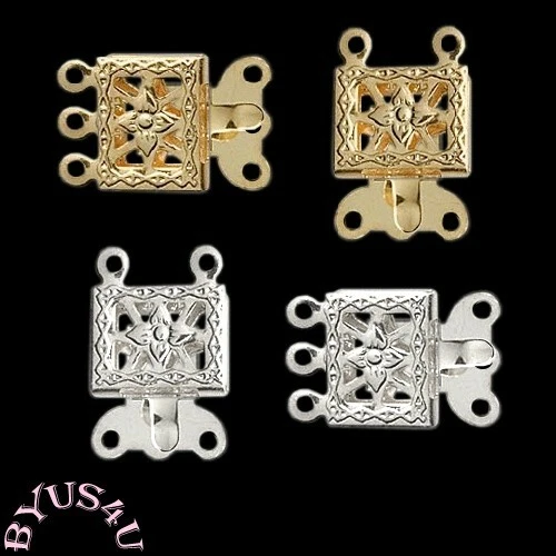 BOX CLASP 2 or 3 strand 10x7mm ORNATE FLOWER FILIGREE GOLD or SILVER 10pcs - Image 1 of 1