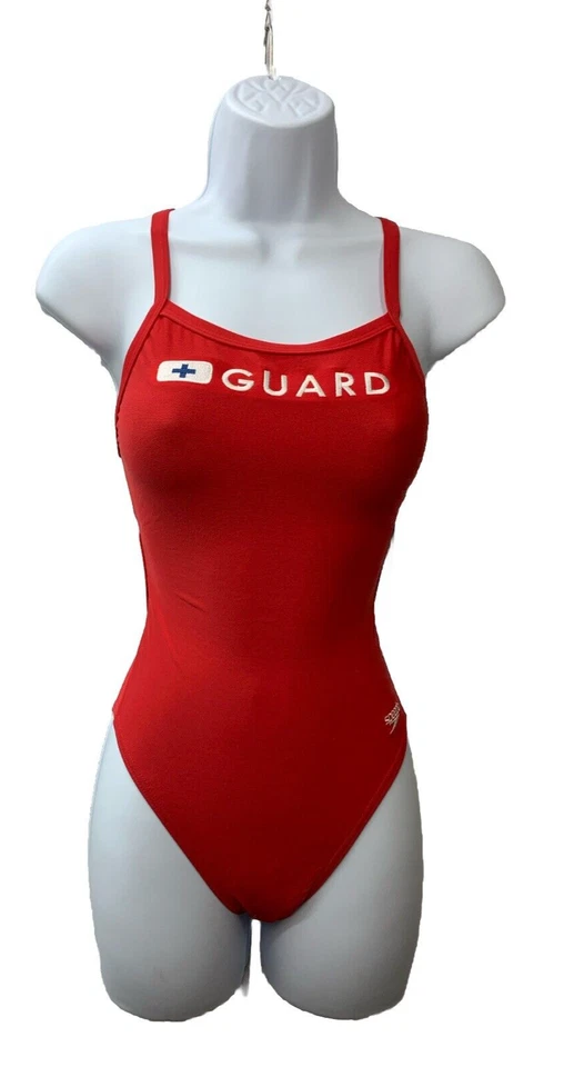 Speedo Women's Swimwear Red Size 30 Lifeguard Embroidered One-Piece #277