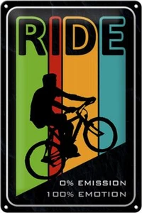 Blechschild Spruch 20x30 cm Ride Bike Fahrrad 0% Emission Deko Schild tin sign - Picture 1 of 5