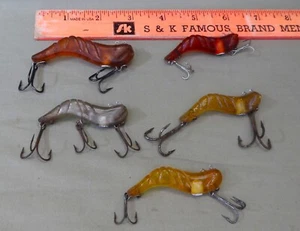 5 Bingo, Tx Mfg Hartplastik Garnelenköder, 3 verschiedene Größen, um 50er Jahre - Bild 1 von 6