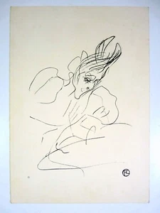 Lithographie portrait d'Yvette GUILBERT signée H. Toulouse Lautrec D 32x22,5 cm - Picture 1 of 4