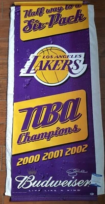 Derek Fisher signed Budweiser banner 2000-01-02 hung@ Staple center Beckett COA - Image 1 of 4