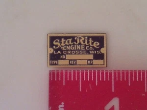 1/3 scale Sta Rite Engine Brass Name Plate tag Nameplate - Picture 1 of 1