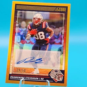 Rhamondre Stevenson 2024 Panini Score #192 Gold Zone Auto /50 - Picture 1 of 2