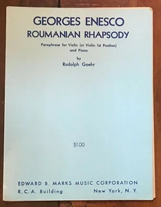 ENESCO "ROUMANIAN RHAPSODY - PARAPHRASE FOR VIOLIN" PB VG+ W/ PARTS FOR VLN - Picture 1 of 1
