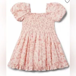 Janie & Jack Floral Puff Sleeve Cotton Dress Sz. 4 - Picture 1 of 9