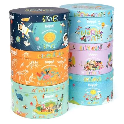 Kids Jigsaw Puzzles Round 150 Pieces boppi Recycled Card Puzzle Animals Space - Image 1 of 4