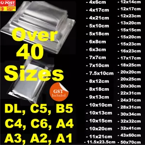 Clear Self Seal Adhesive Cello Cellophane Resealable Bags DL B5 C4 C5 C6 A4 A3 - Picture 1 of 4