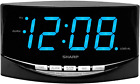 Easy to See Alarm Clock with Jumbo 2” Numbers - Bright Blue LED Display