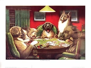 Dogs Playing Poker - A waterloo - Marcellus Coolidge Art Print - 12x16 - Picture 1 of 2