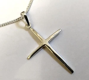 925 ECHT SILBER ✟ Kreuzkette Kreuz Anhänger 34 mm, Kette optional - Picture 1 of 8