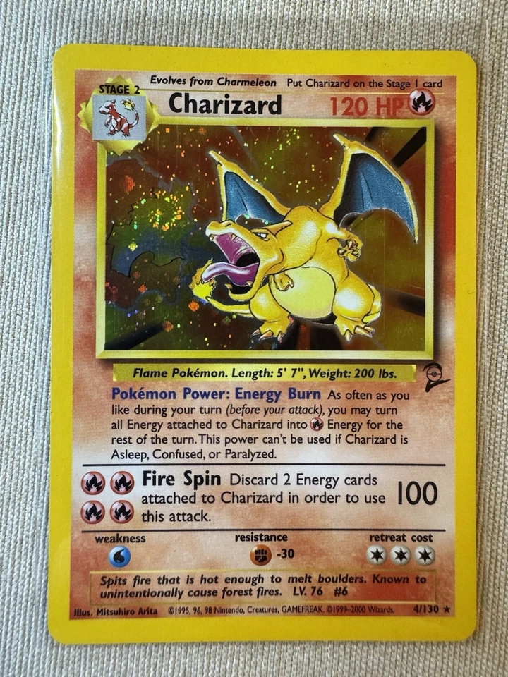 Charizard 004/130 Base Set 2 Holo Rare Pokemon 2000 SWIRL LP - Image 1 of 2