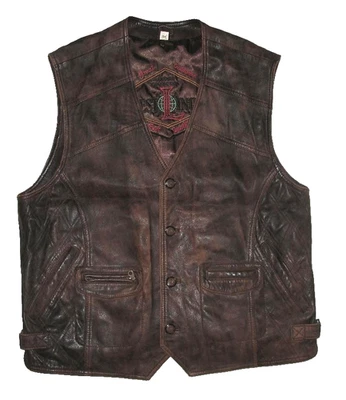 Great Outdoors D'Homme Gilet en Cuir / Marron Antique Lisse Gr. 54 - Photo 1/2