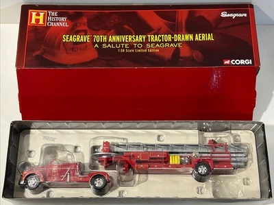 Corgi 1:50 Seagrave 70th Anniversary Tractor Drawn Aerial Fire Truck #HC52510 - Image 1 of 4