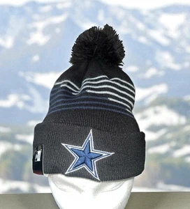 Dallas Cowboys NFL Pom Knit Winter Hat New Era Cuffed Beanie Striped Cap - Picture 1 of 5