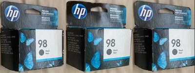 LOT(3)Genuine OEM Authentic HP 98 BLACK Ink Cartridge EXPIRED 2018-19 NEW In Box - Image 1 of 2