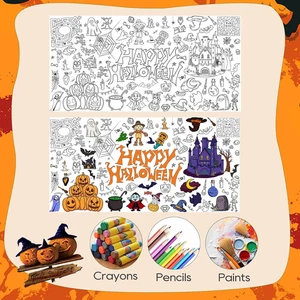 Tablecloth Rectangular Cover Halloween Coloring Kids 31X72In Large Paper Poster - Picture 1 of 6