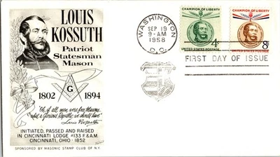 1117/18 Louis Kossuth FDC, Masonic Stamp Club, UA, OF, EC, W/ Insert - Image 1 of 4
